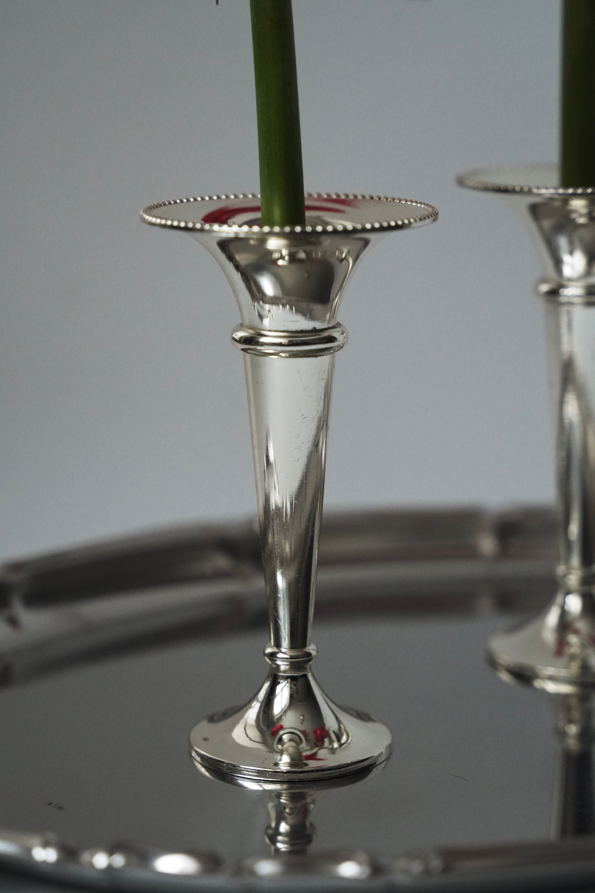 Wazoniki / świeczniki posrebrzane (para)