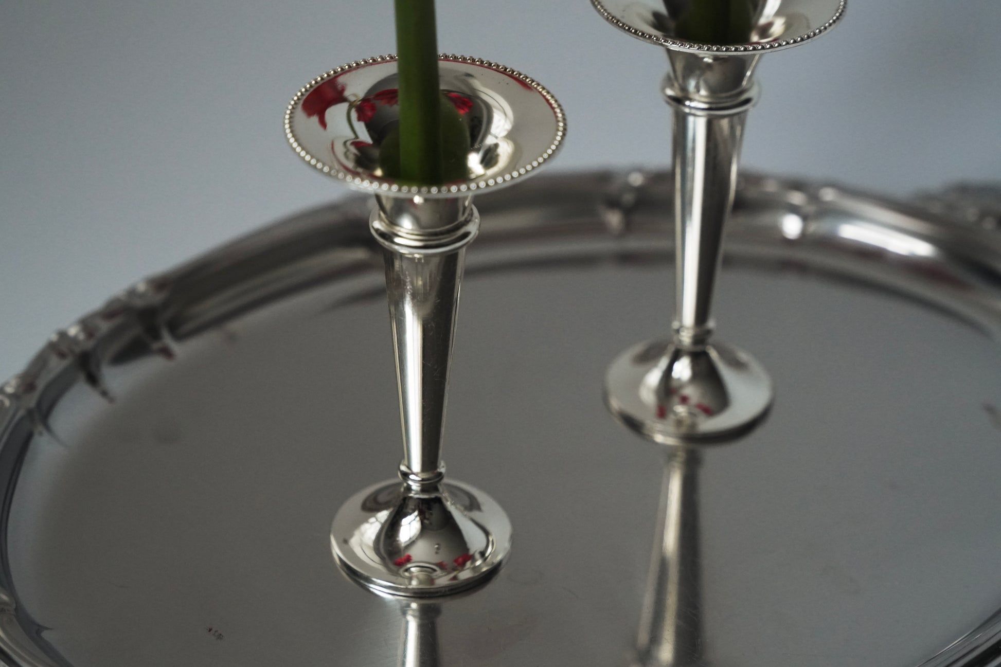 Wazoniki / świeczniki posrebrzane (para)