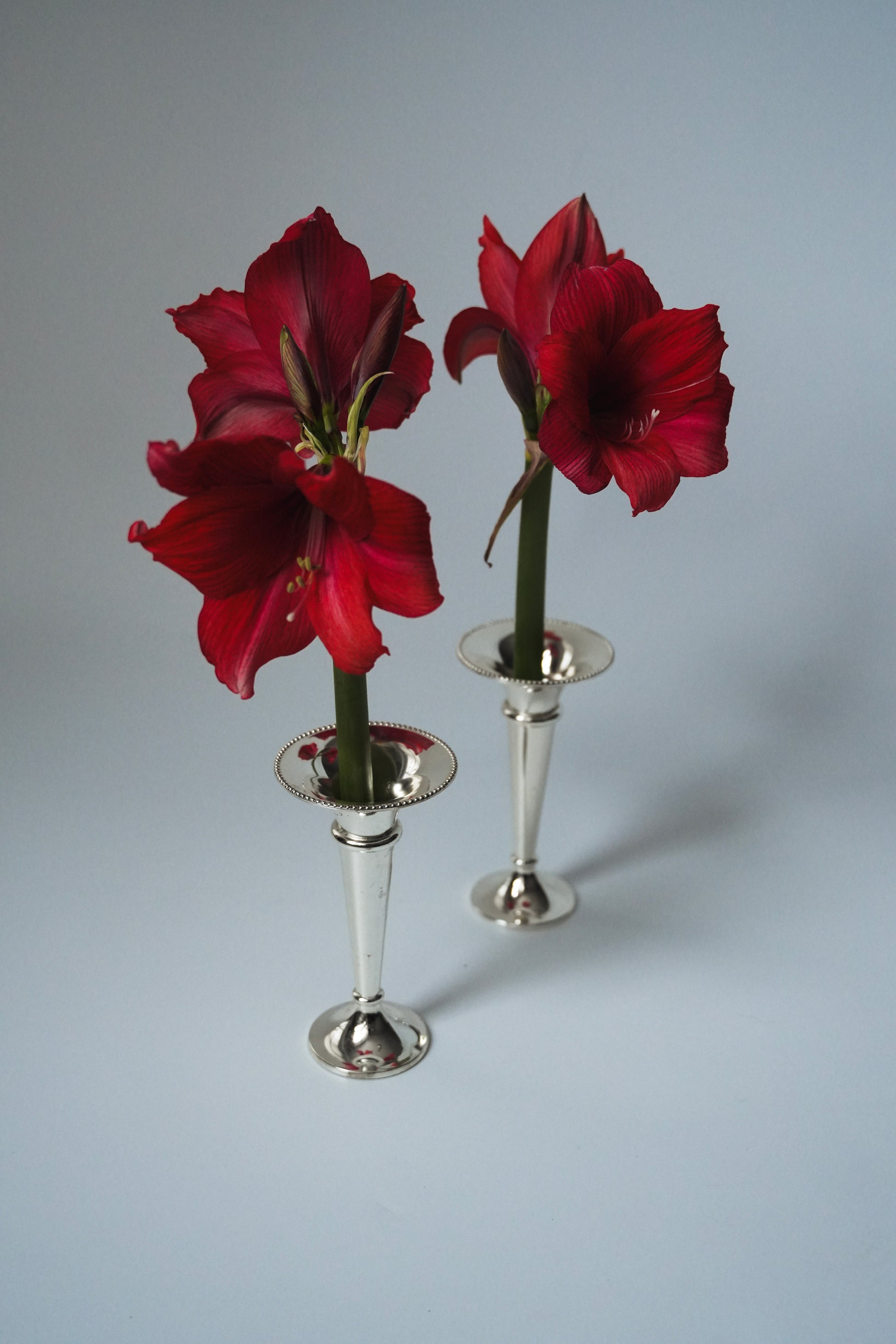 Wazoniki / świeczniki posrebrzane (para)