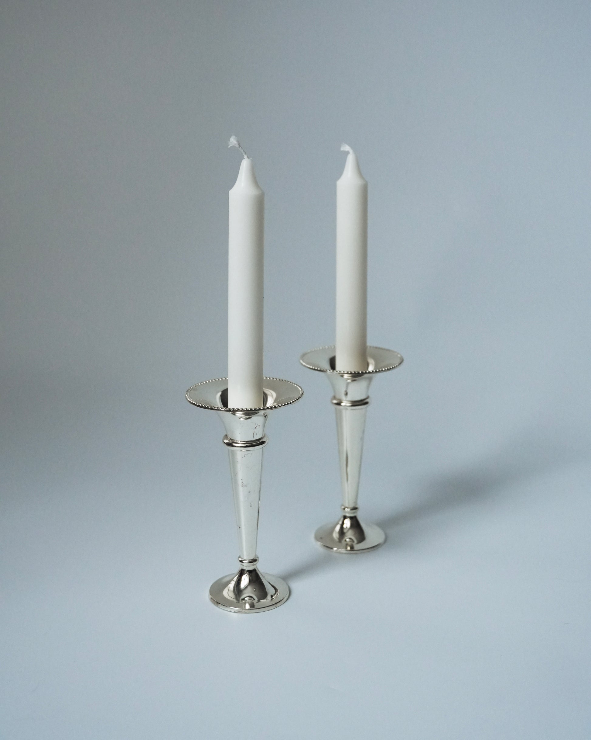 Wazoniki / świeczniki posrebrzane (para)