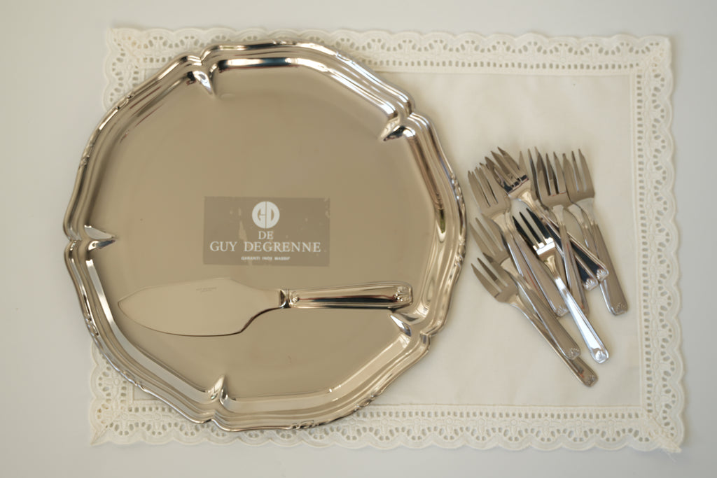 Taca i sztućce do ciasta Guy Degrenne (zestaw)
