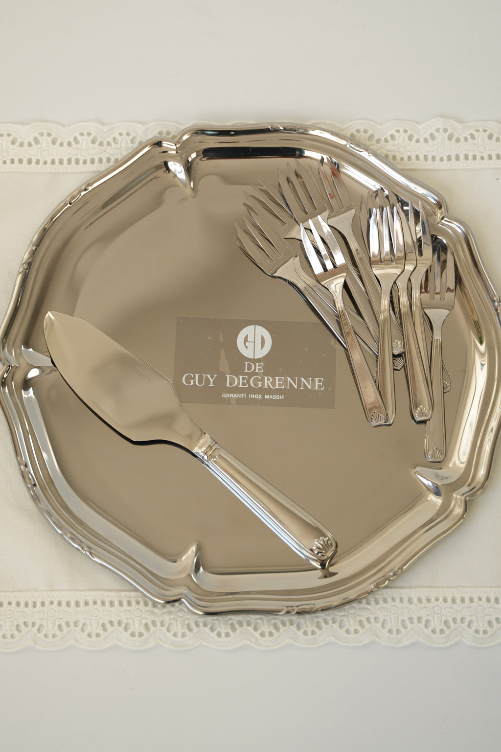 Taca i sztućce do ciasta Guy Degrenne (zestaw)