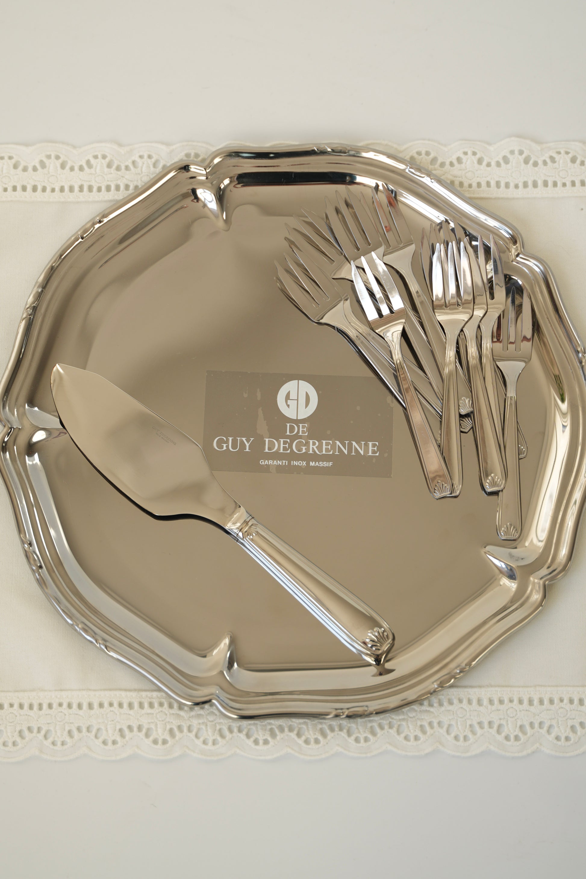 Taca i sztućce do ciasta Guy Degrenne (zestaw)