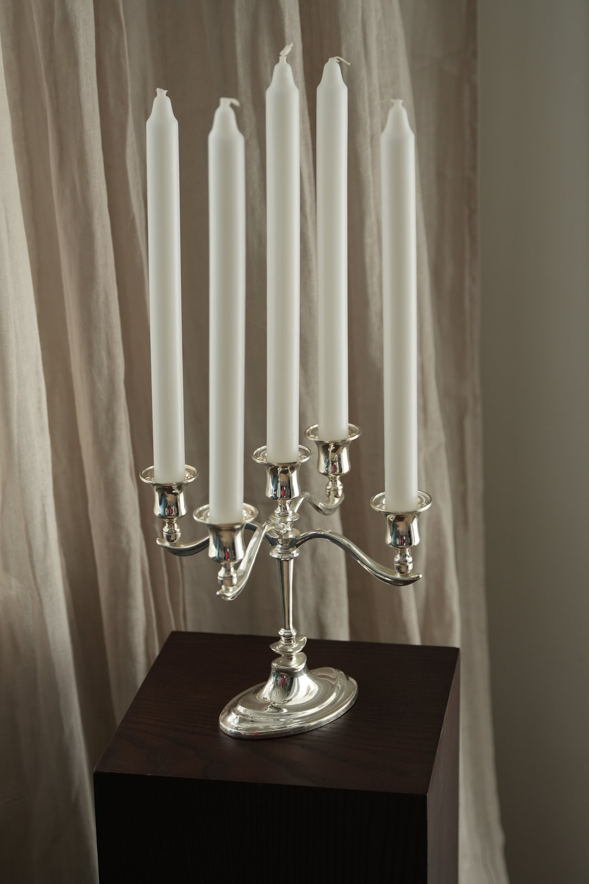 Posrebrzany kandelabr pięcioramienny