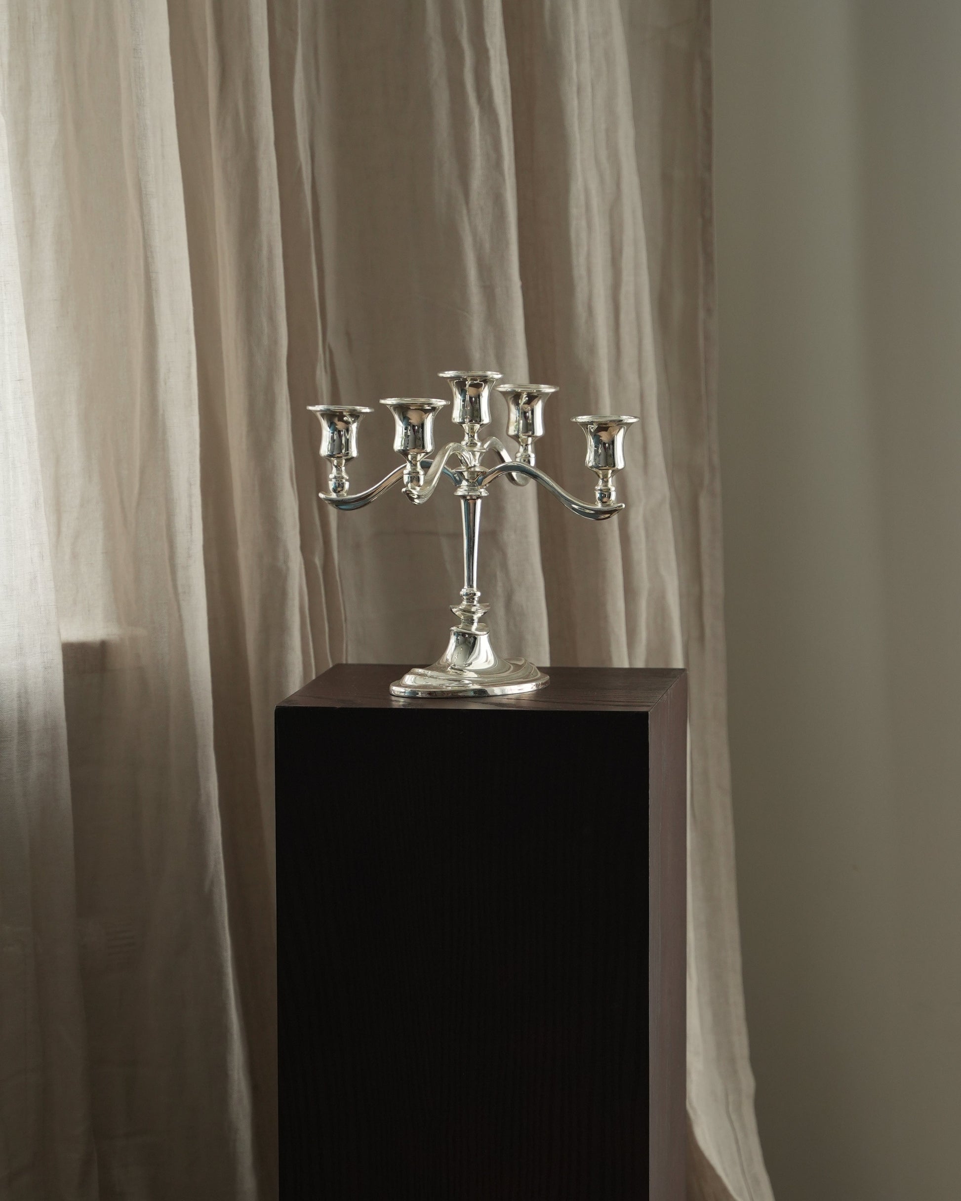 Posrebrzany kandelabr pięcioramienny