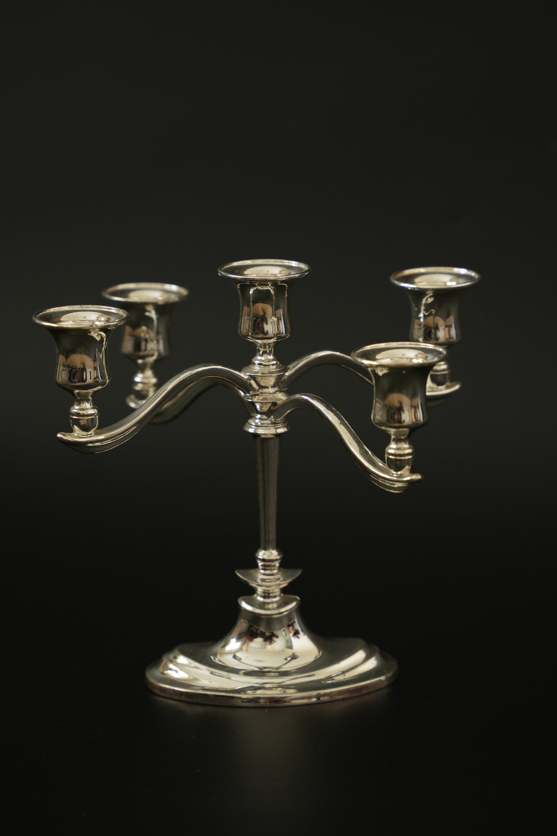 Posrebrzany kandelabr pięcioramienny