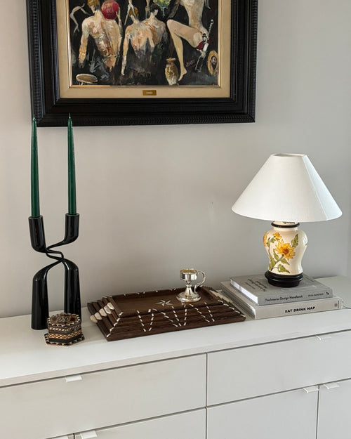 Ceramiczna lampa z motywem kwiatowym