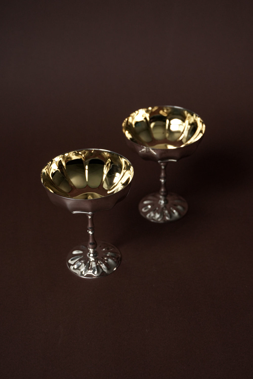 Posrebrzane kieliszki do szampana / pucharki