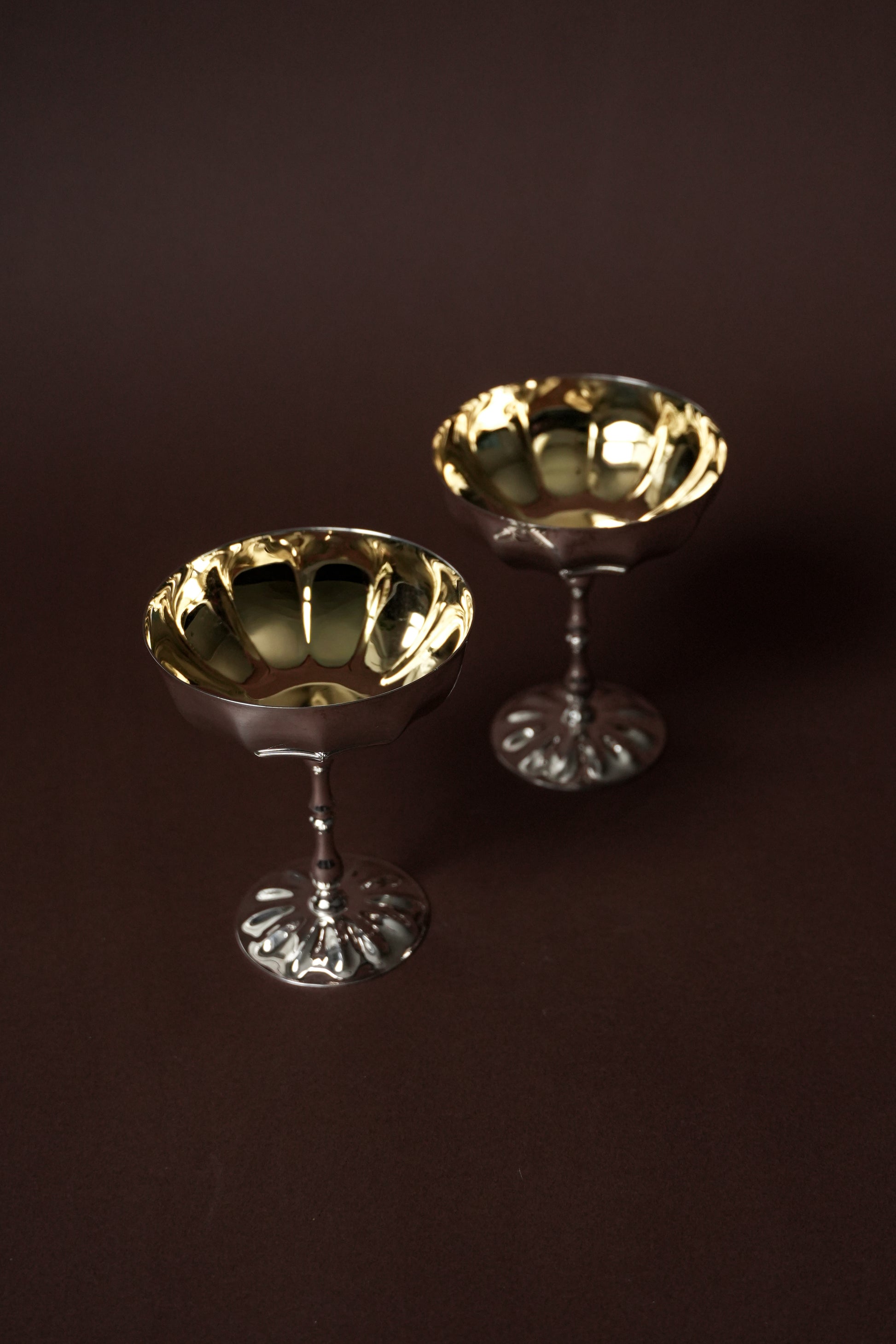 Posrebrzane kieliszki do szampana / pucharki